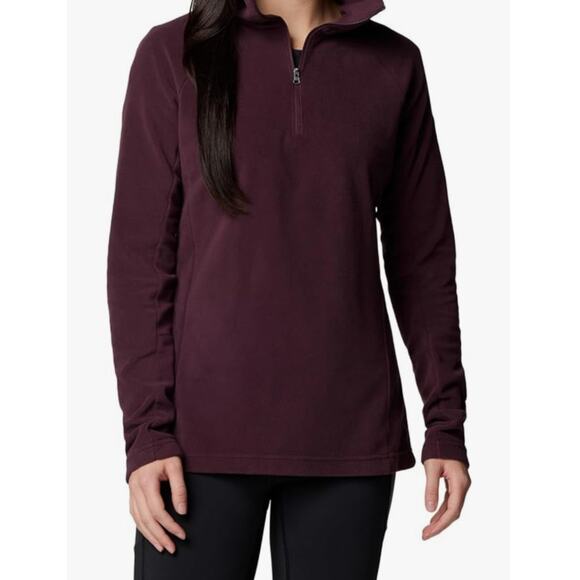 Columbia Womens Sportswear Fleece Sweatshirt Purple 1/4 Zip Pullover Size M - Picture 1 of 9